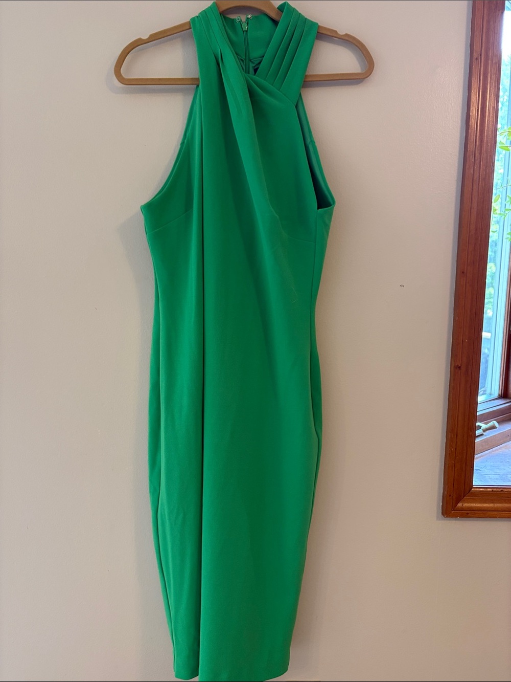 Rachel Roy Green Pleated Neck Sleeveless Sheath Dress XL